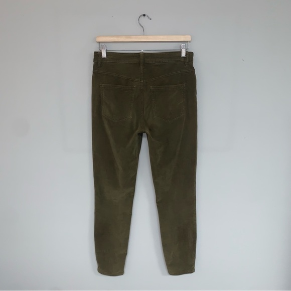 Free People‎ Corduroy Pants Women's Size 27 Olive Green Brown High  Rise Stretch - Picture 7 of 10